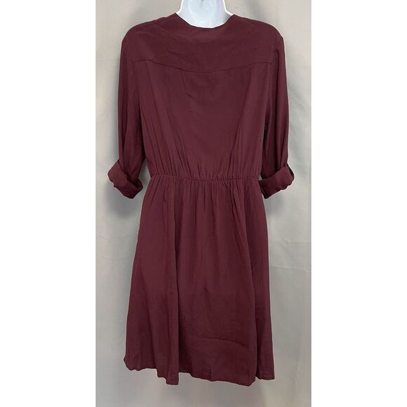 MAEVE ANTHROPOLOGIE BURGUNDY DRESS V-NECK BOHO SIZE MEDIUM - Picture 4 of 16